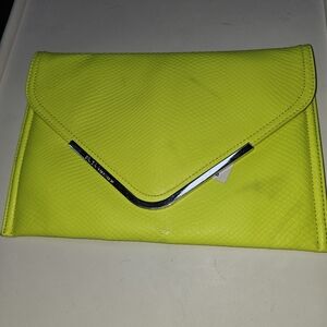 BCBGeneration neon yellow envelope clutch NWT